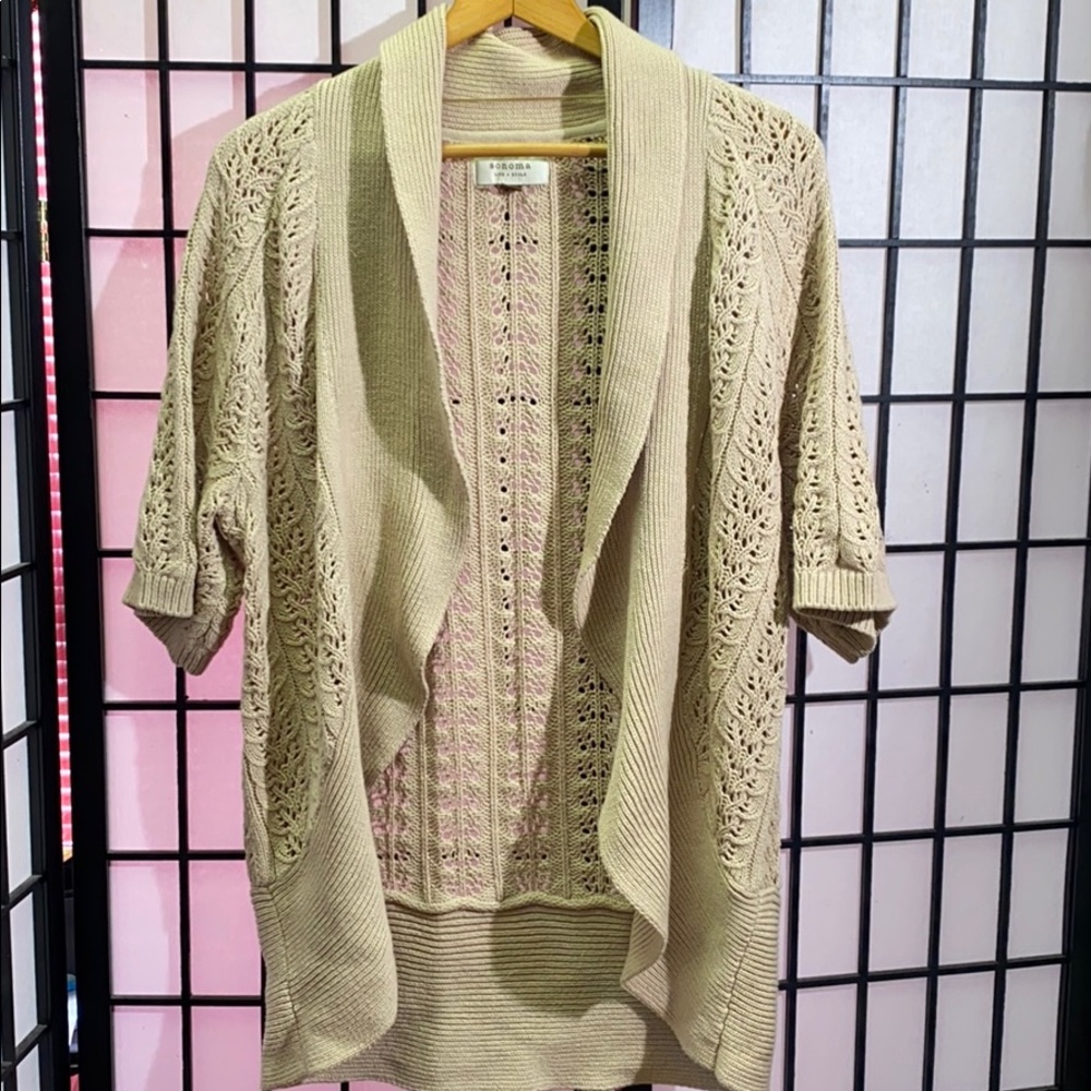 Sonoma Short Sleeve Open Front Sweater Size XL